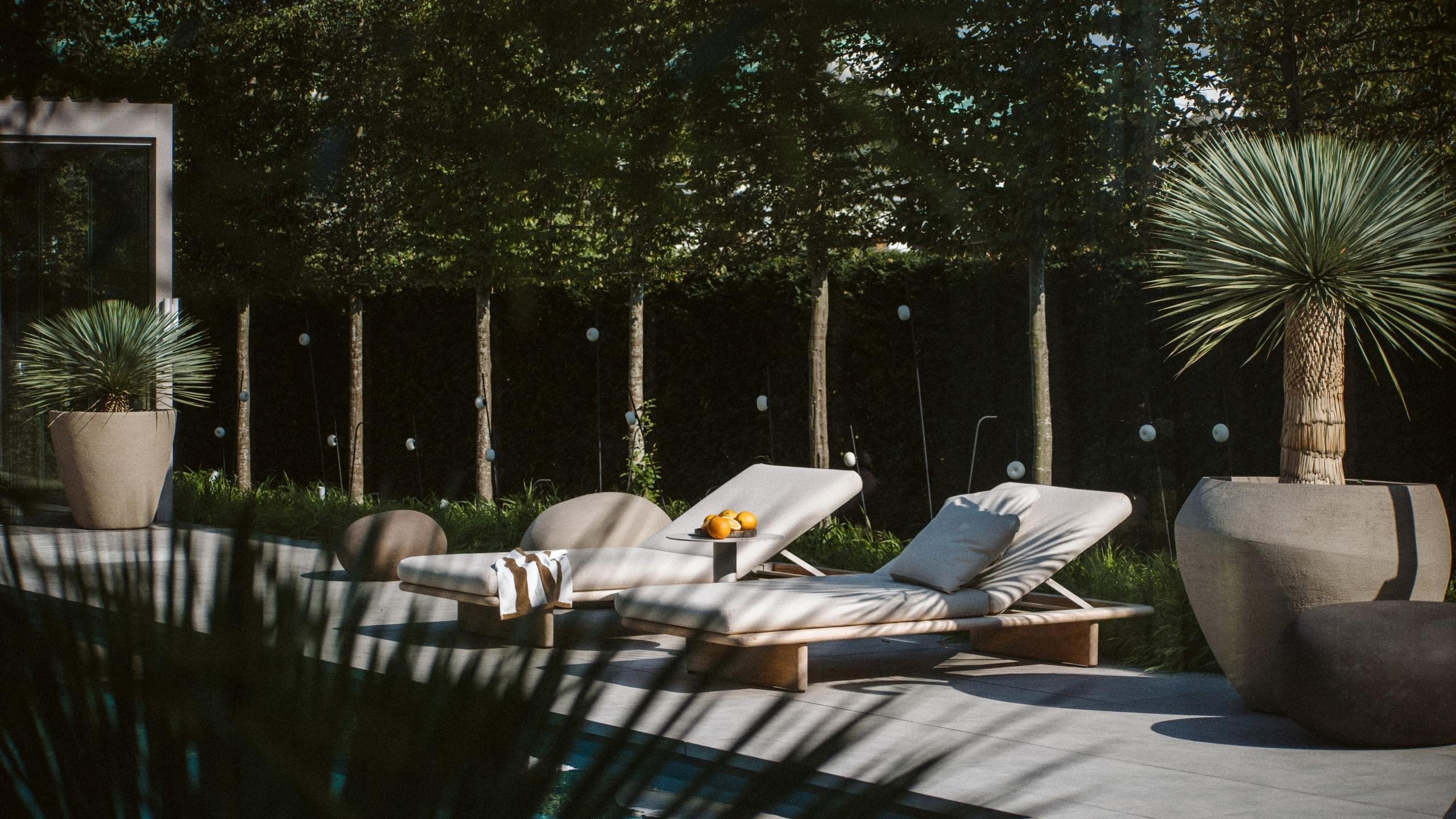 Sun loungers by the pool